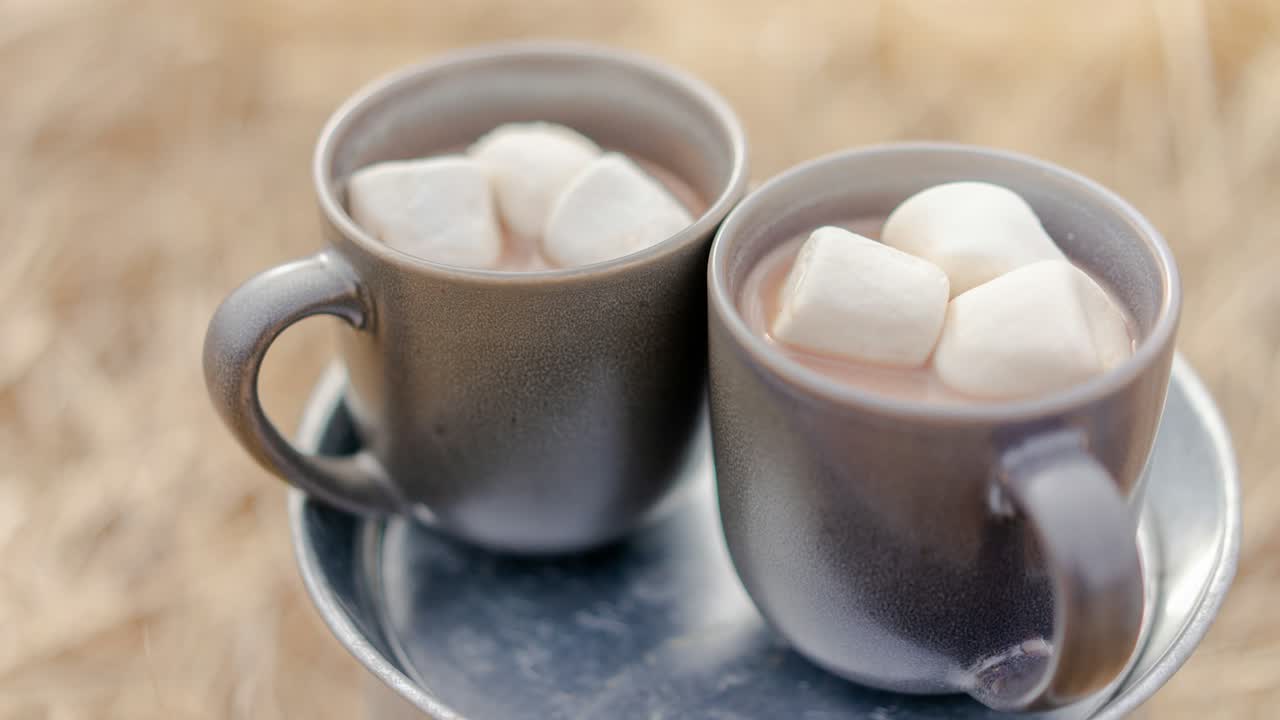 Zwei Tassen Kakao mit Marshmallows